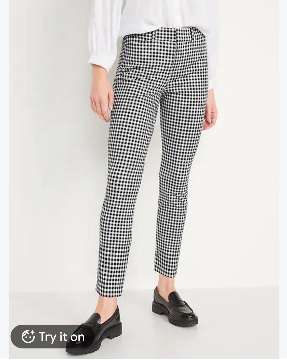 Old Navy Pixie Skinny Pants Womens 2 Houndstooth Extra High Rise Stretch Work